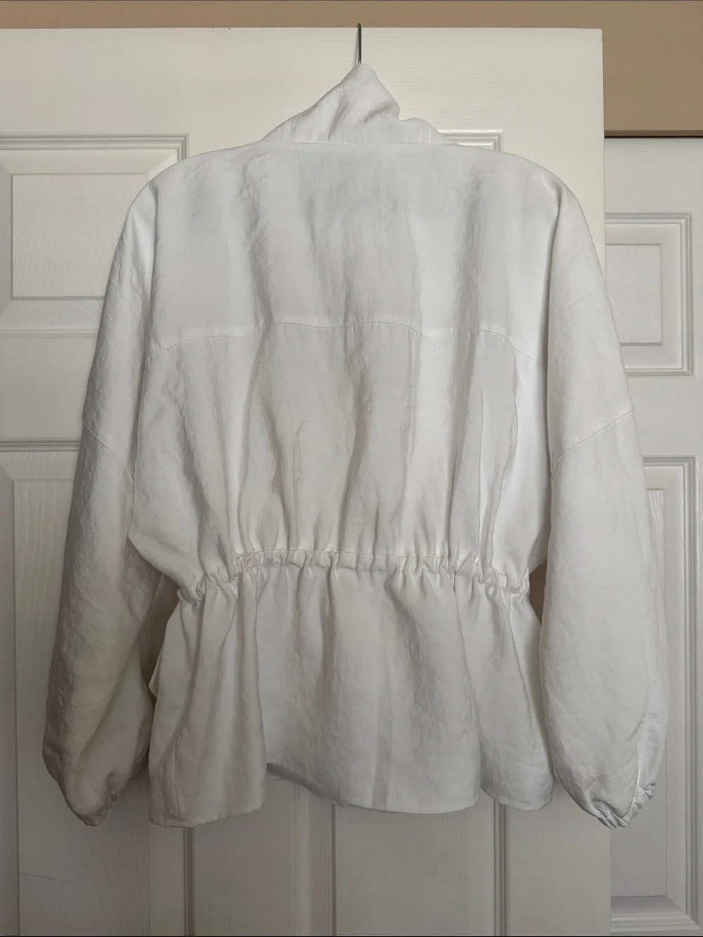 Simply Vera Wang White Cinched Waist Funnel Neck Jacket S